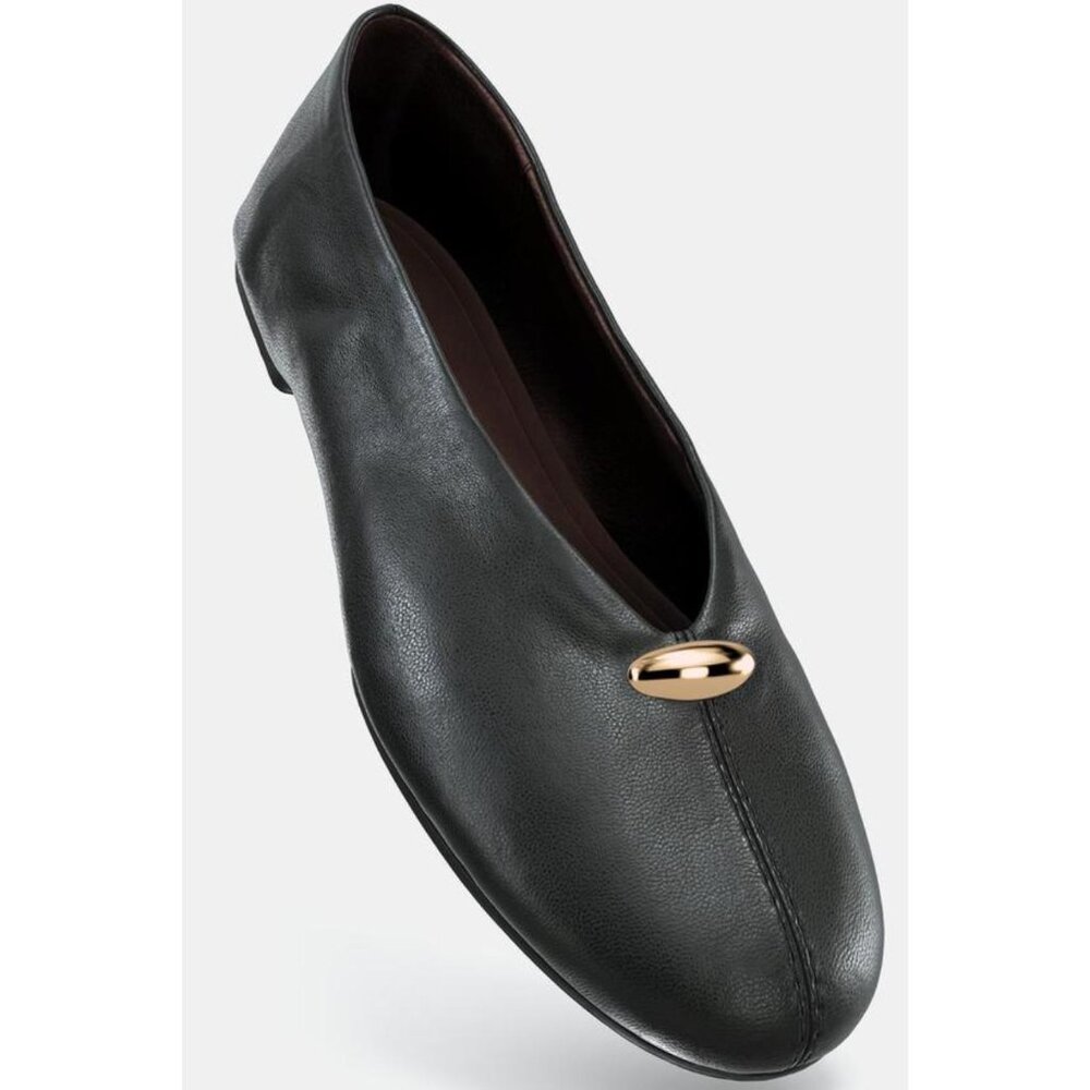 ZARA LEATHER BALLET FLATS WITH APPLIQUÉ